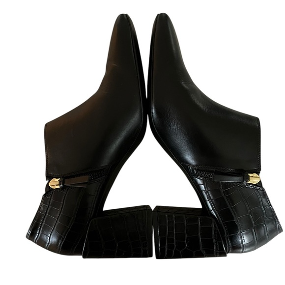 Vionic Linda Heeled Shortie Bootie Leather Shoes Croc Embossed Black Size 10 - Picture 11 of 16